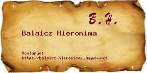 Balaicz Hieronima névjegykártya